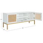 Meuble TV en rotin noir/naturel à 2 portes, L 137 cm – 1 unité