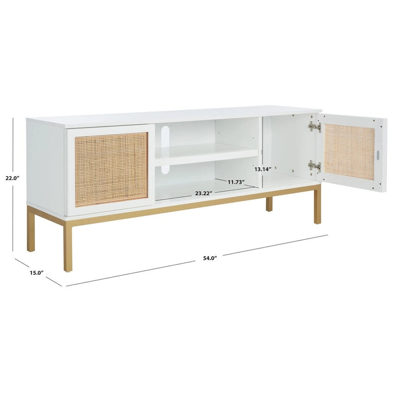 Meuble TV en rotin noir/naturel à 2 portes, L 137 cm – 1 unité