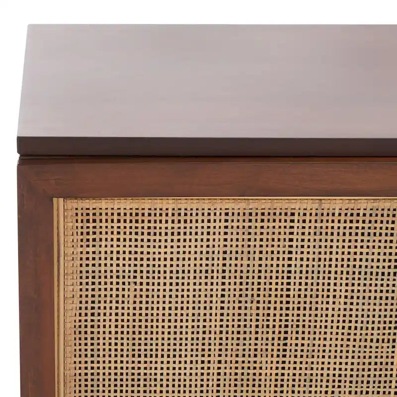 Meuble TV en rotin noir/naturel à 2 portes, L 137 cm – 1 unité