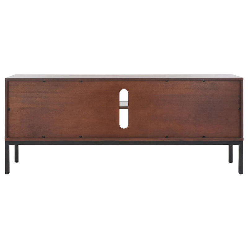 Meuble TV en rotin noir/naturel à 2 portes, L 137 cm – 1 unité
