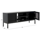 Meuble TV en rotin noir/naturel à 2 portes, L 137 cm – 1 unité