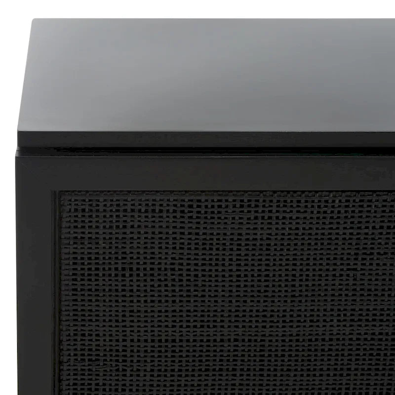 Meuble TV en rotin noir/naturel à 2 portes, L 137 cm – 1 unité