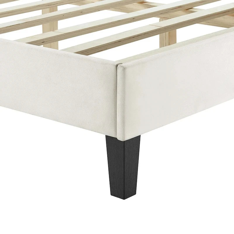 Lit Queen plateforme en velours capitonné à chevrons bleu / blanc / anthracite / rose – 1 personne