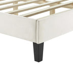 Lit Queen plateforme en velours capitonné à chevrons bleu / blanc / anthracite / rose – 1 personne