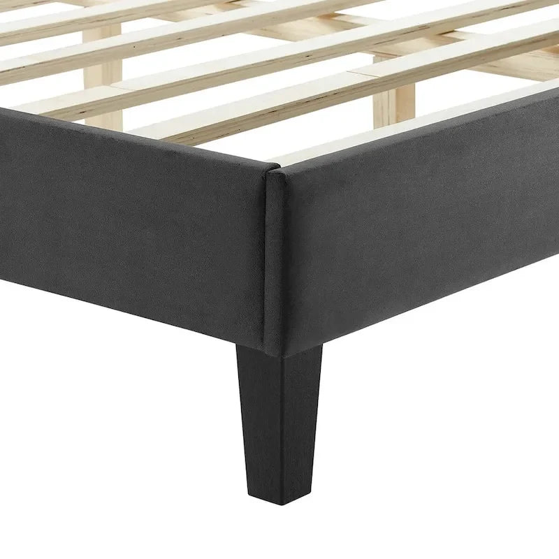 Lit Queen plateforme en velours capitonné à chevrons bleu / blanc / anthracite / rose – 1 personne
