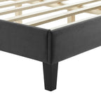 Lit Queen plateforme en velours capitonné à chevrons bleu / blanc / anthracite / rose – 1 personne