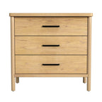 Commode 3 tiroirs marron clair/naturel avec pieds arrondis – 1 personne