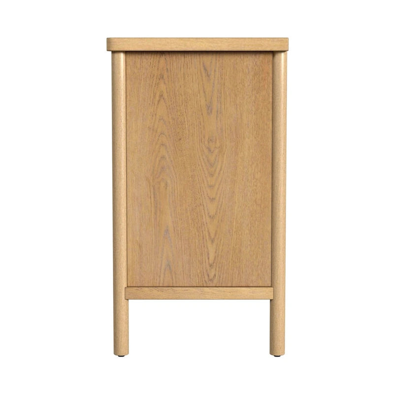 Commode 3 tiroirs marron clair/naturel avec pieds arrondis – 1 personne