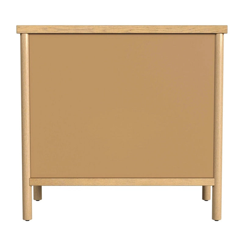 Commode 3 tiroirs marron clair/naturel avec pieds arrondis – 1 personne
