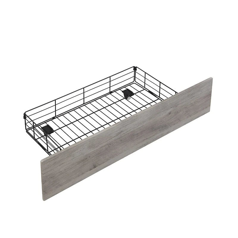 Lit plateforme queen gris antique avec tête de lit de rangement et 4 tiroirs, 1 personne