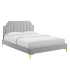 Lit plateforme simple capitonné en velours