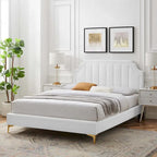 Lit plateforme simple capitonné en velours