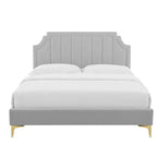 Lit plateforme simple capitonné en velours