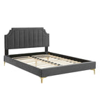 Lit plateforme simple capitonné en velours