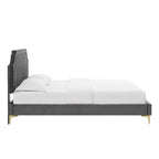Lit plateforme simple capitonné en velours