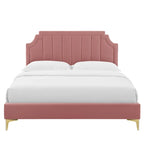 Lit plateforme simple capitonné en velours