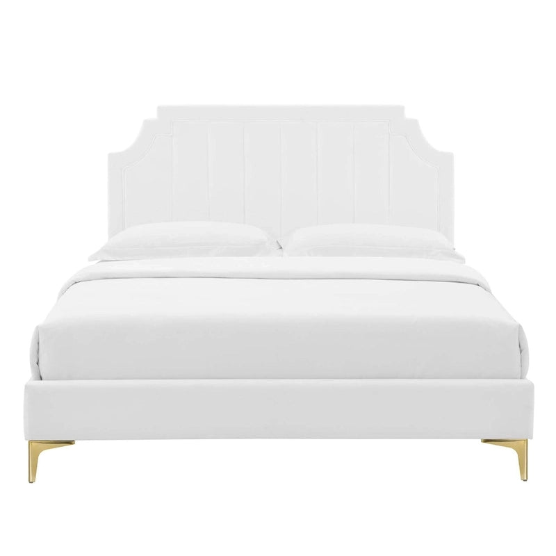 Lit plateforme simple capitonné en velours