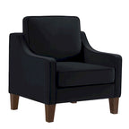 Fauteuil d'appoint en velours capitonné avec pieds en bois