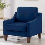 Fauteuil d'appoint en velours capitonné avec pieds en bois