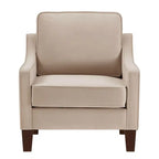 Fauteuil d'appoint en velours capitonné avec pieds en bois