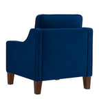 Fauteuil d'appoint en velours capitonné avec pieds en bois