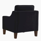 Fauteuil d'appoint en velours capitonné avec pieds en bois