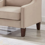 Fauteuil d'appoint en velours capitonné avec pieds en bois
