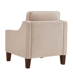 Fauteuil d'appoint en velours capitonné avec pieds en bois