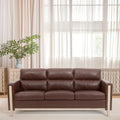 Canapé 3 places marron/beige en polyuréthane et tissu avec poche latérale
