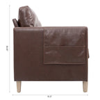 Canapé 3 places marron/beige en polyuréthane et tissu avec poche latérale