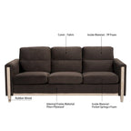 Canapé 3 places marron/beige en polyuréthane et tissu avec poche latérale