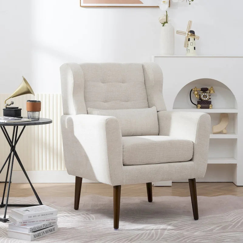 Fauteuil d'appoint rembourré avec oreiller lombaire, 1 place (Avocat/Orange/Beige/Jaune)