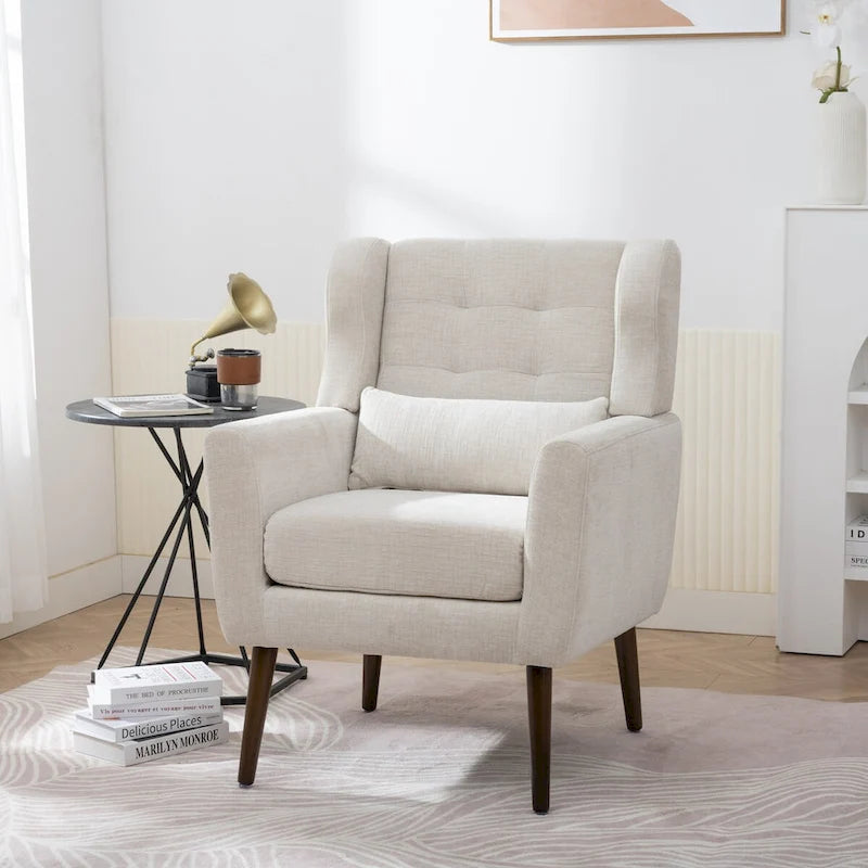 Fauteuil d'appoint rembourré avec oreiller lombaire, 1 place (Avocat/Orange/Beige/Jaune)