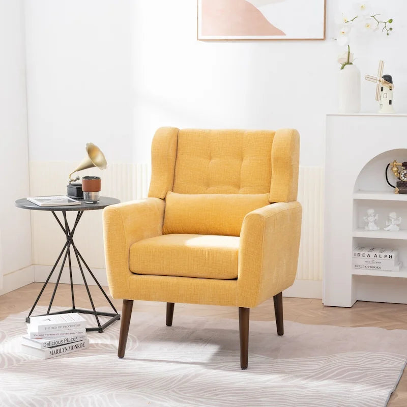 Fauteuil d'appoint rembourré avec oreiller lombaire, 1 place (Avocat/Orange/Beige/Jaune)