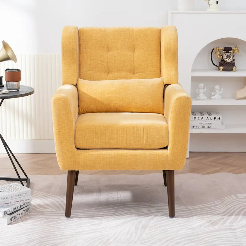 Fauteuil d'appoint rembourré avec oreiller lombaire, 1 place (Avocat/Orange/Beige/Jaune)