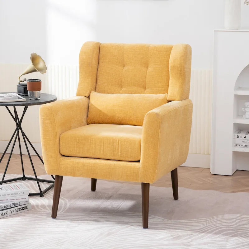 Fauteuil d'appoint rembourré avec oreiller lombaire, 1 place (Avocat/Orange/Beige/Jaune)