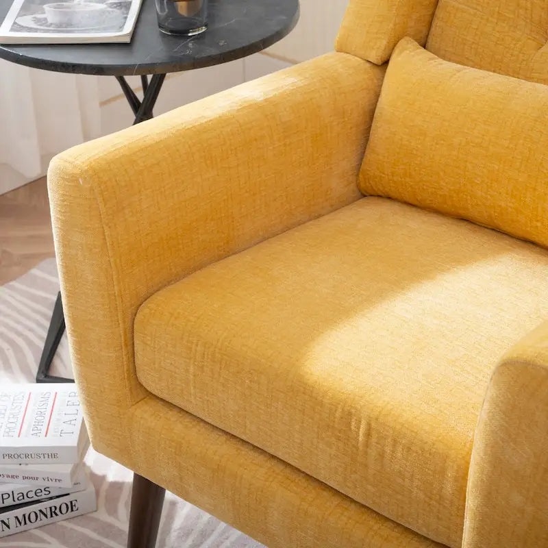 Fauteuil d'appoint rembourré avec oreiller lombaire, 1 place (Avocat/Orange/Beige/Jaune)