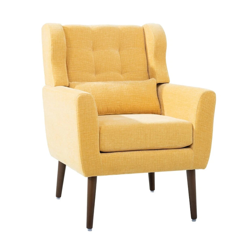 Fauteuil d'appoint rembourré avec oreiller lombaire, 1 place (Avocat/Orange/Beige/Jaune)