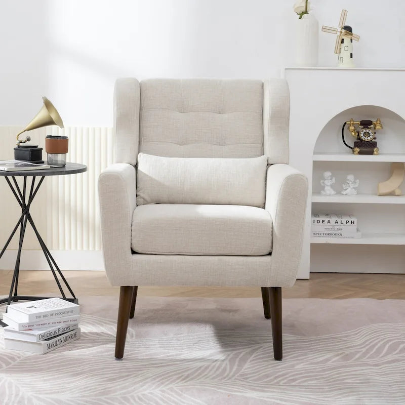 Fauteuil d'appoint rembourré avec oreiller lombaire, 1 place (Avocat/Orange/Beige/Jaune)