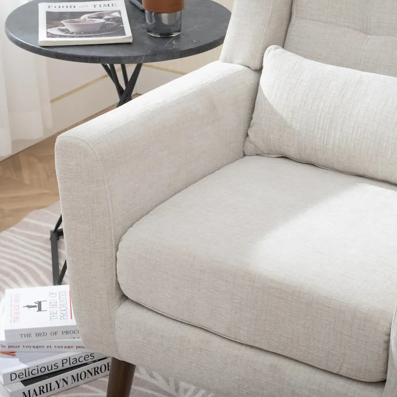 Fauteuil d'appoint rembourré avec oreiller lombaire, 1 place (Avocat/Orange/Beige/Jaune)
