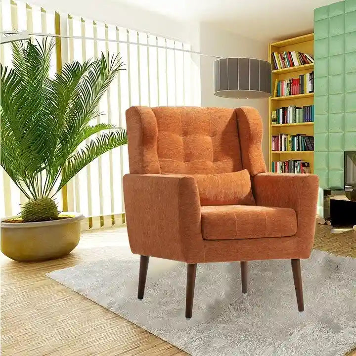 Fauteuil d'appoint rembourré avec oreiller lombaire, 1 place (Avocat/Orange/Beige/Jaune)
