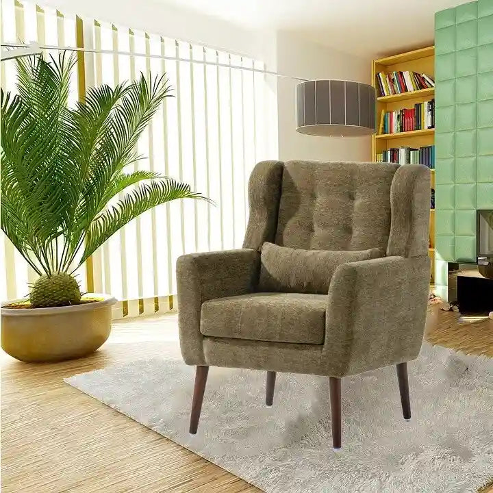 Fauteuil d'appoint rembourré avec oreiller lombaire, 1 place (Avocat/Orange/Beige/Jaune)