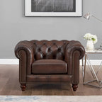 Canapé et fauteuil Chesterfield en cuir pleine fleur Hydeline Alton Bay - Canapé, fauteuil