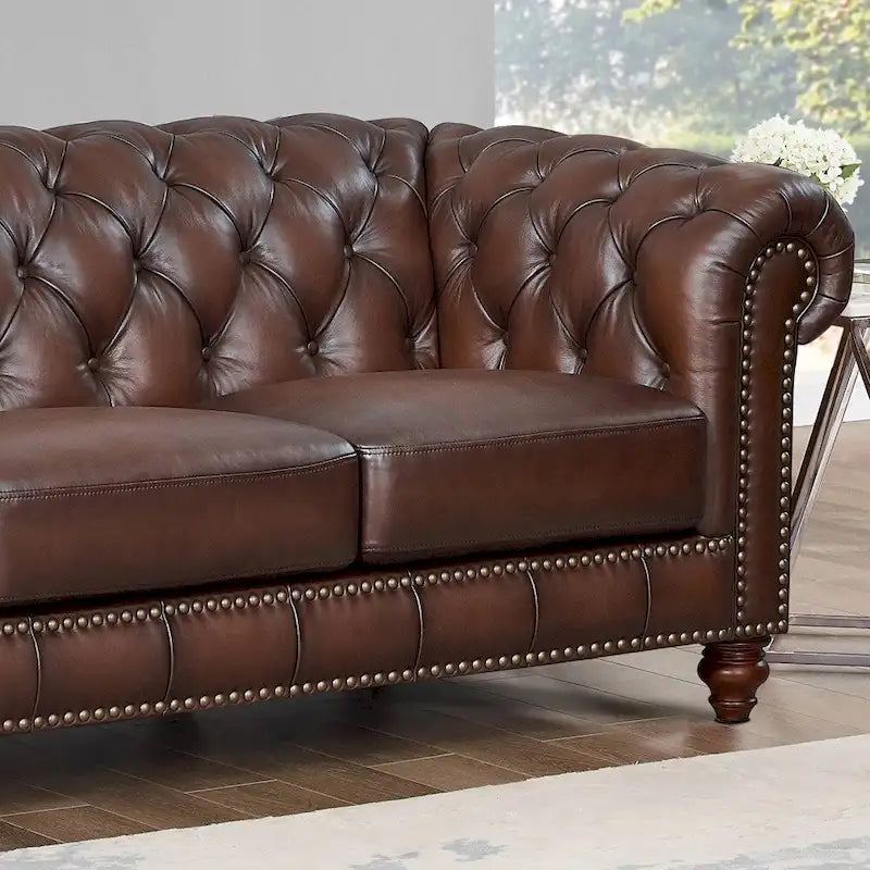 Canapé et fauteuil Chesterfield en cuir pleine fleur Hydeline Alton Bay - Canapé, fauteuil