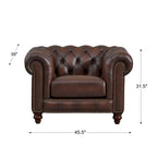 Canapé et fauteuil Chesterfield en cuir pleine fleur Hydeline Alton Bay - Canapé, fauteuil