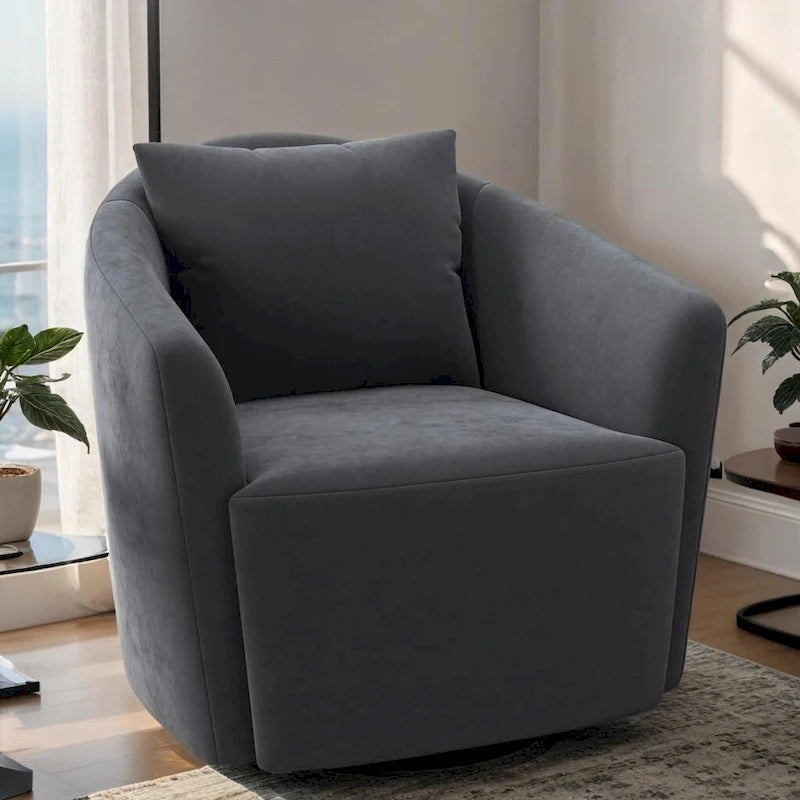 Fauteuil d'appoint rembourré gris/vert avec coussin de dossier, une place