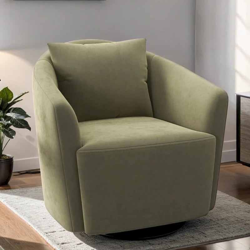 Fauteuil d'appoint rembourré gris/vert avec coussin de dossier, une place