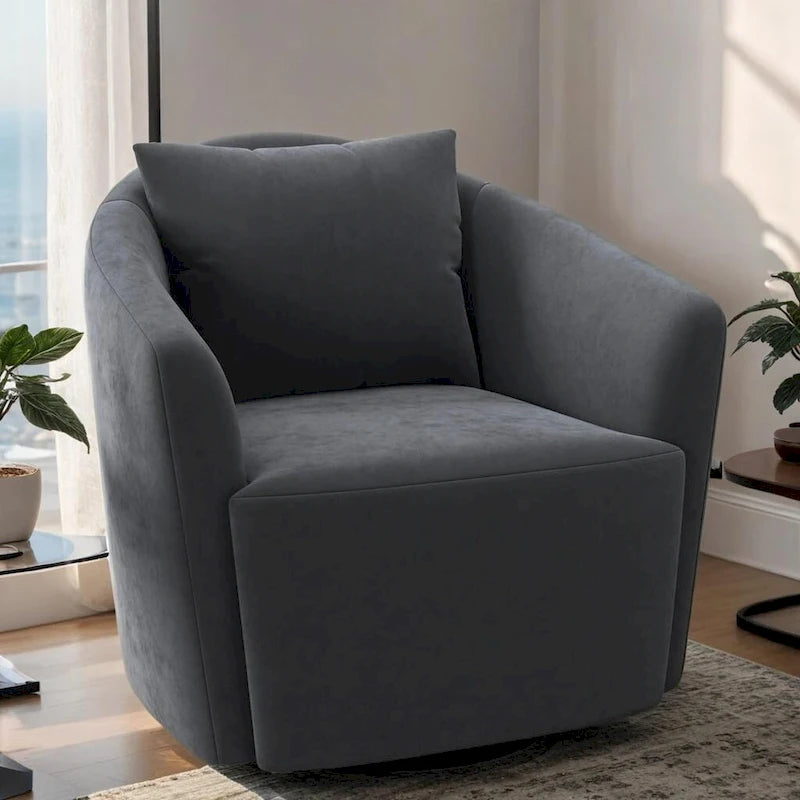 Fauteuil d'appoint rembourré gris/vert avec coussin de dossier, une place