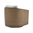 Fauteuil pivotant avec dossier en rotin, assise en similicuir, 1 place — Marron / Beige / Gris / Gris Huître