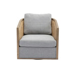 Fauteuil pivotant avec dossier en rotin, assise en similicuir, 1 place — Marron / Beige / Gris / Gris Huître